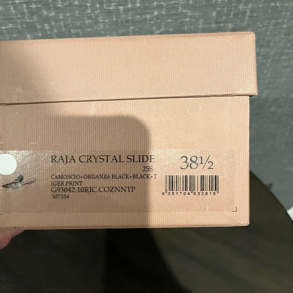NIB GIANVITO ROSSI Raja Crystal Slide Shoe Shoes Black 8.5